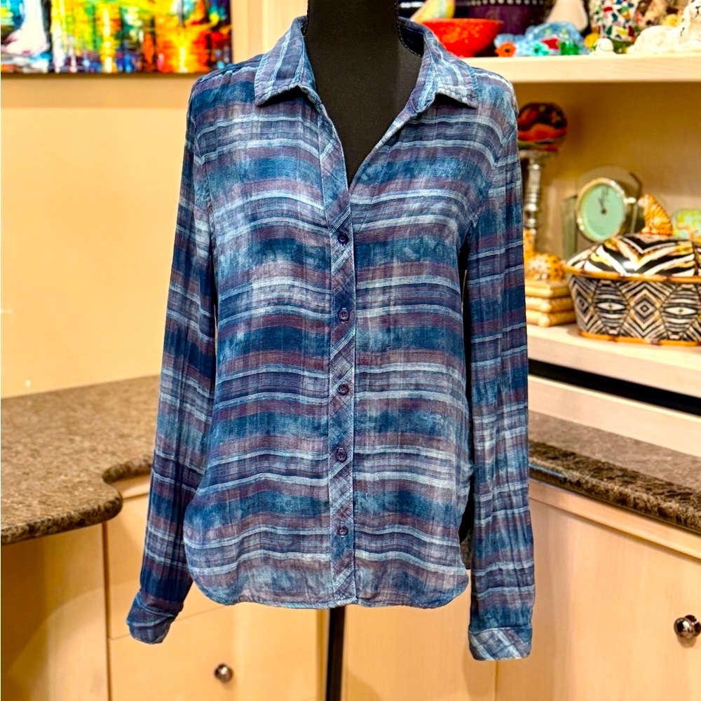 Bella Dahl Blue Plaid Button Down Shirt